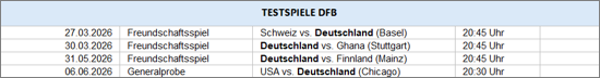 WM-2026 Kalender Deutsche Nationalmannschaft