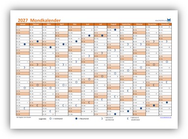 Mondkalender-2027 in orange.